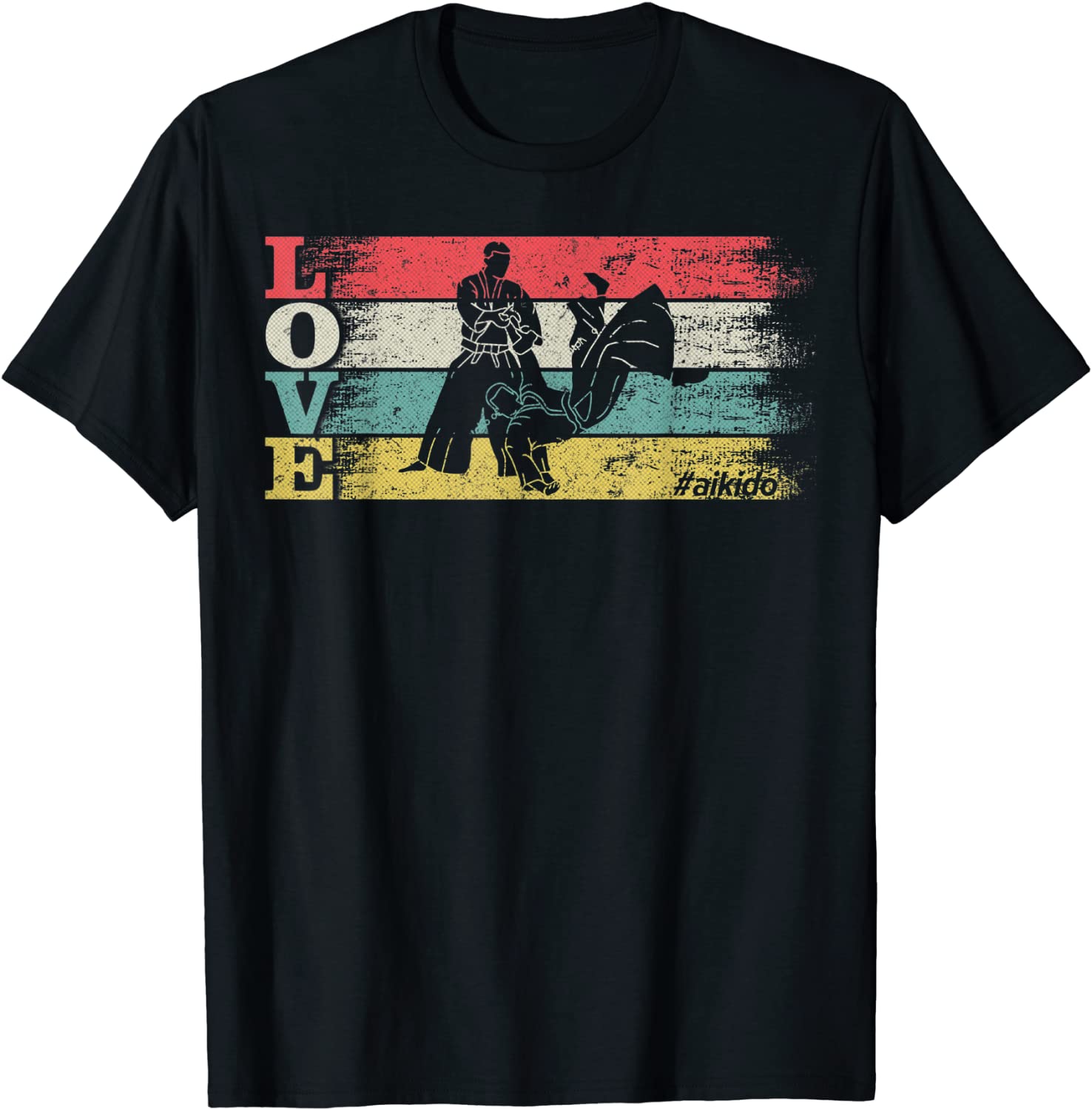 Vintage Retro Love Aikido Sport Funny Martial Art Lover Gift T-Shirt