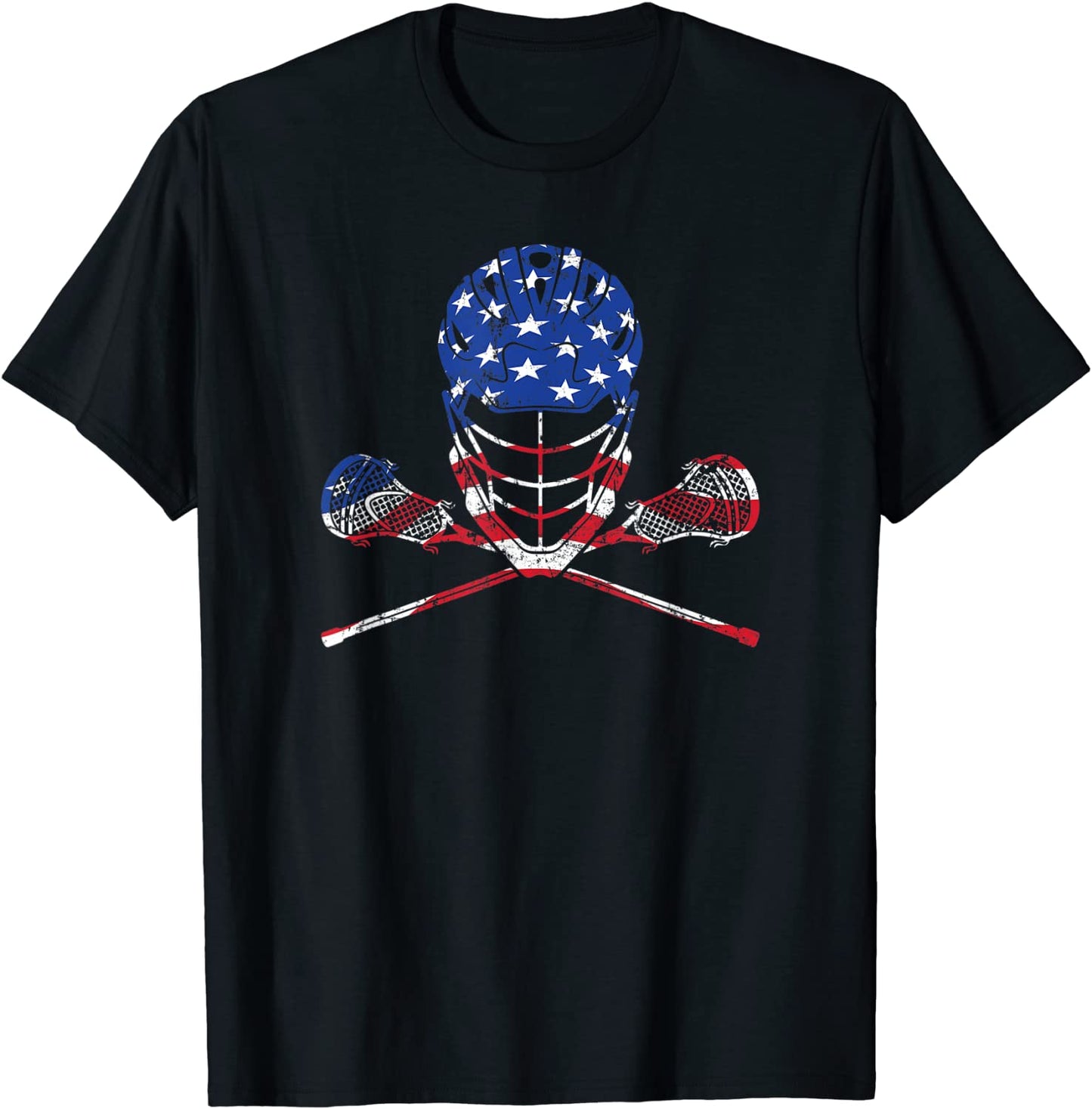 Lacrosse American Flag Lax Helmet And Sticks Men Women Kids T-Shirt