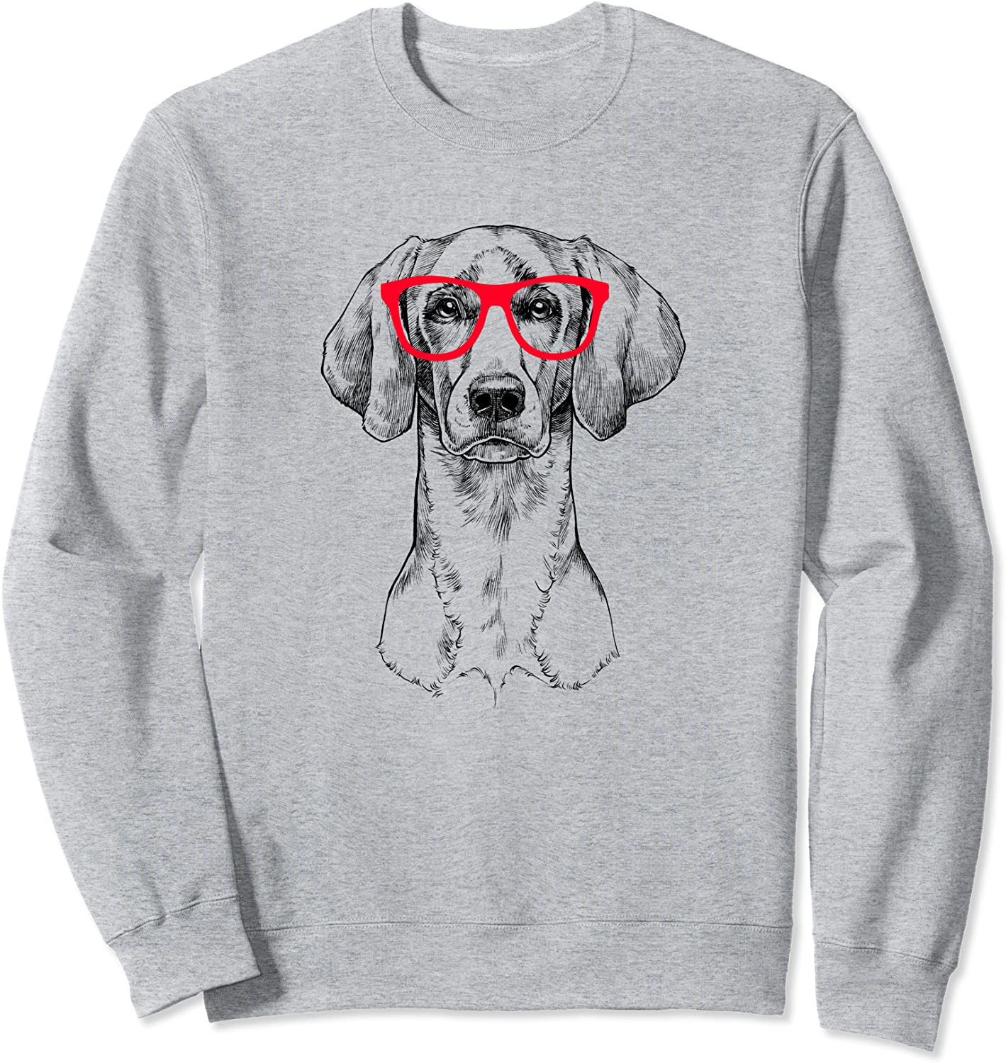 Weimaraner in Red Glasses Nerd Dog Sweatshirt