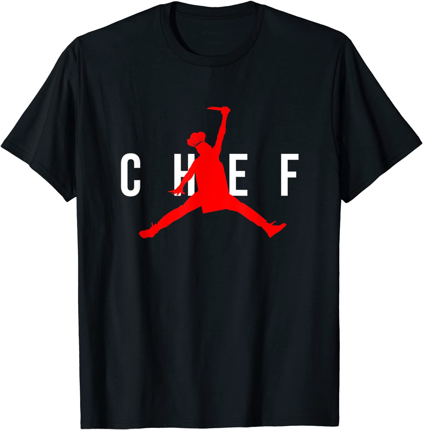 Funny Restaurant Chef - Jumping Chef Knife Logo T-Shirt