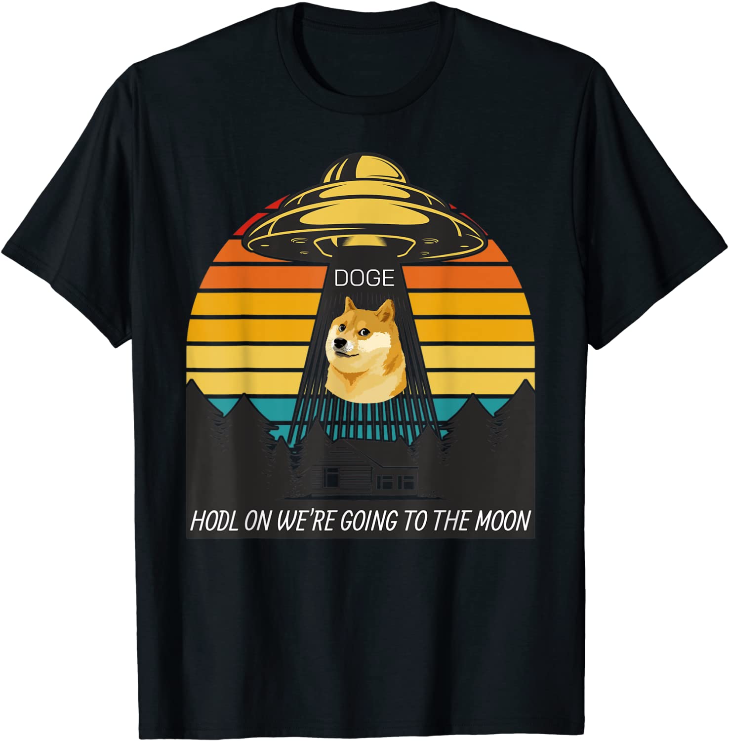 To The Moon Dogecoin Crypto Meme UFO DOGE T-Shirt