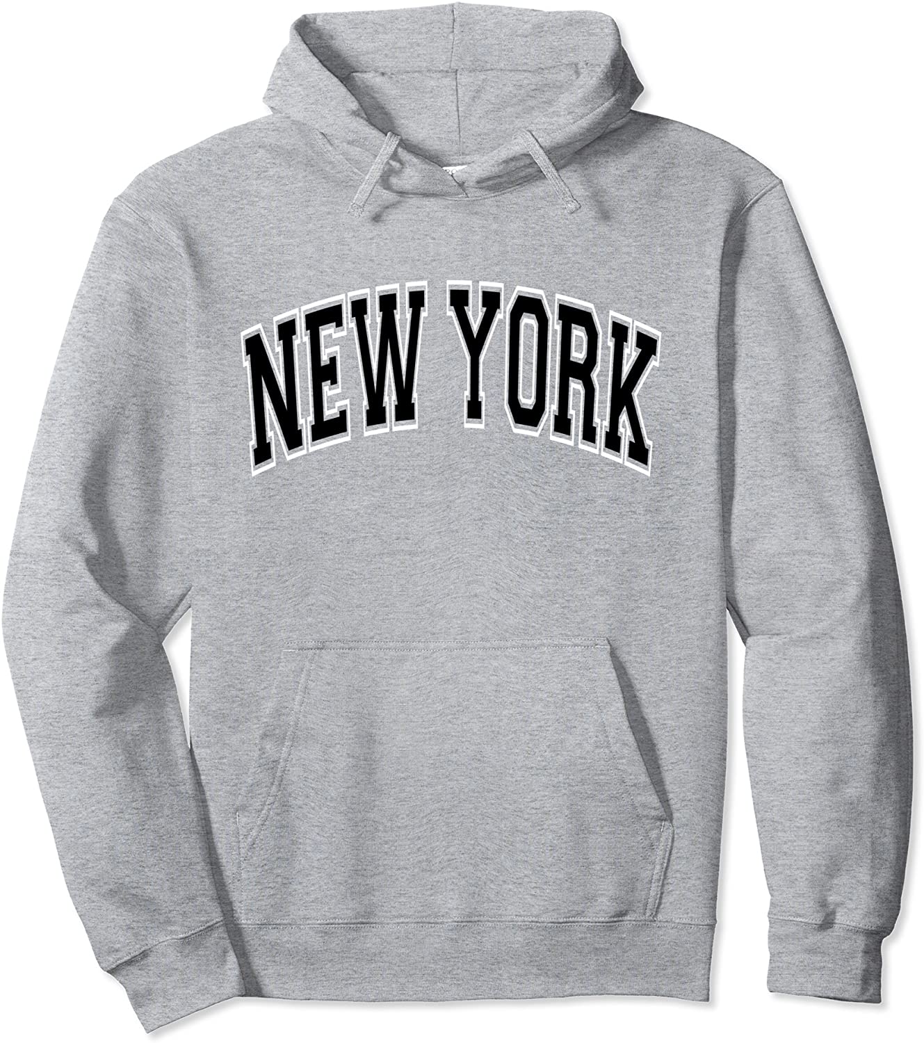 New York Varsity Style Black Text Pullover Hoodie