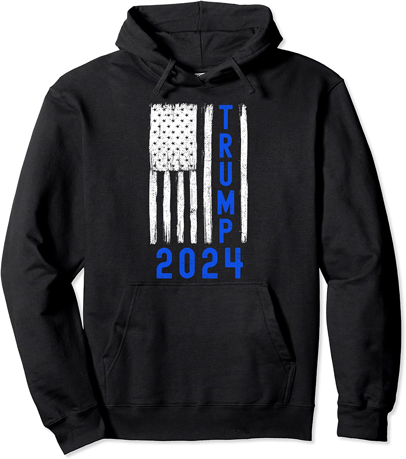 Trump 2024 American Flag Thin Blue Line Police Back The Blu Pullover Hoodie