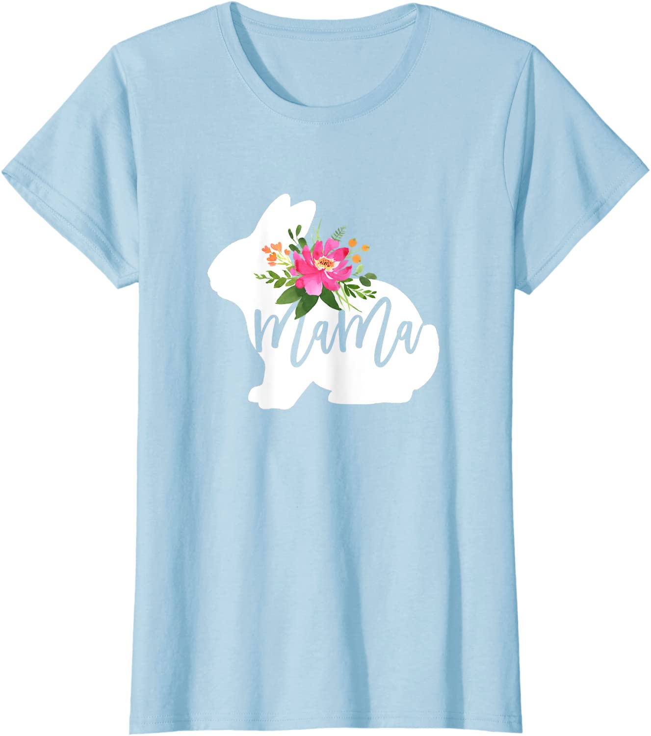 Womens Mama Bunny Watercolor Floral Cute Easter Mom T-Shirt