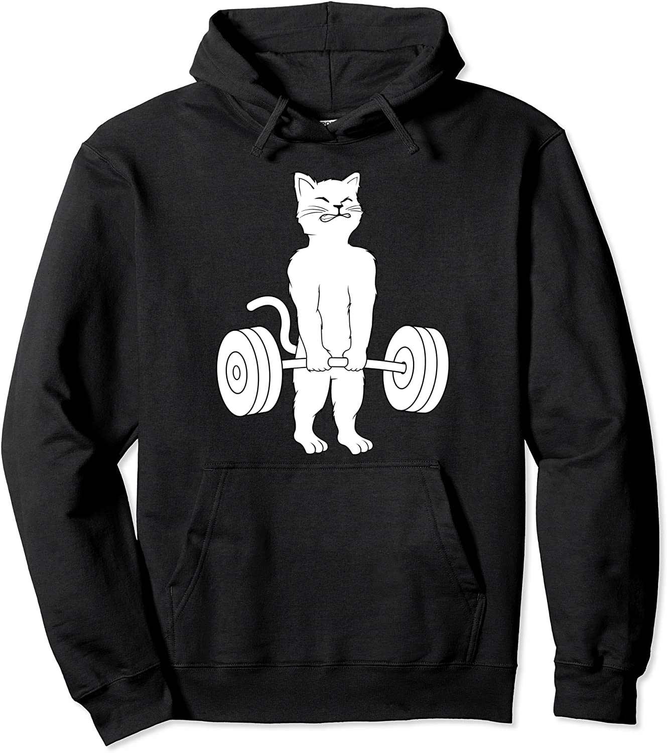 Cat Deadlift Hoodie - Powerlifting Kitty Sweater Muscle Cat Pullover Hoodie