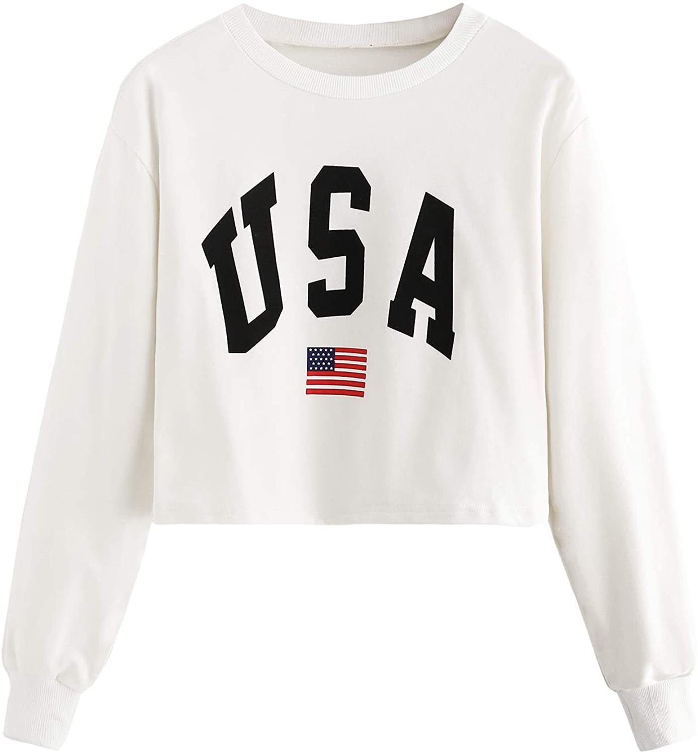 SweatyRocks Womens Crop Top Letter Printed Sweatshirt Hoodie