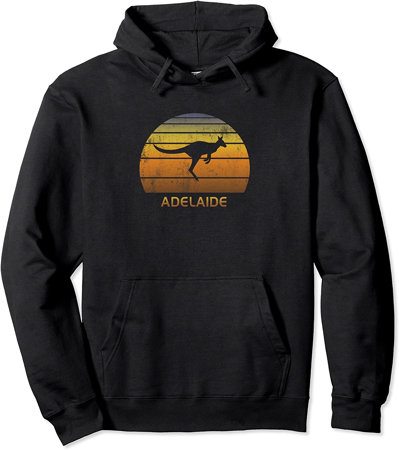 Adelaide Australia Kangaroo Sunset Retro Distressed Vacation Pullover Hoodie