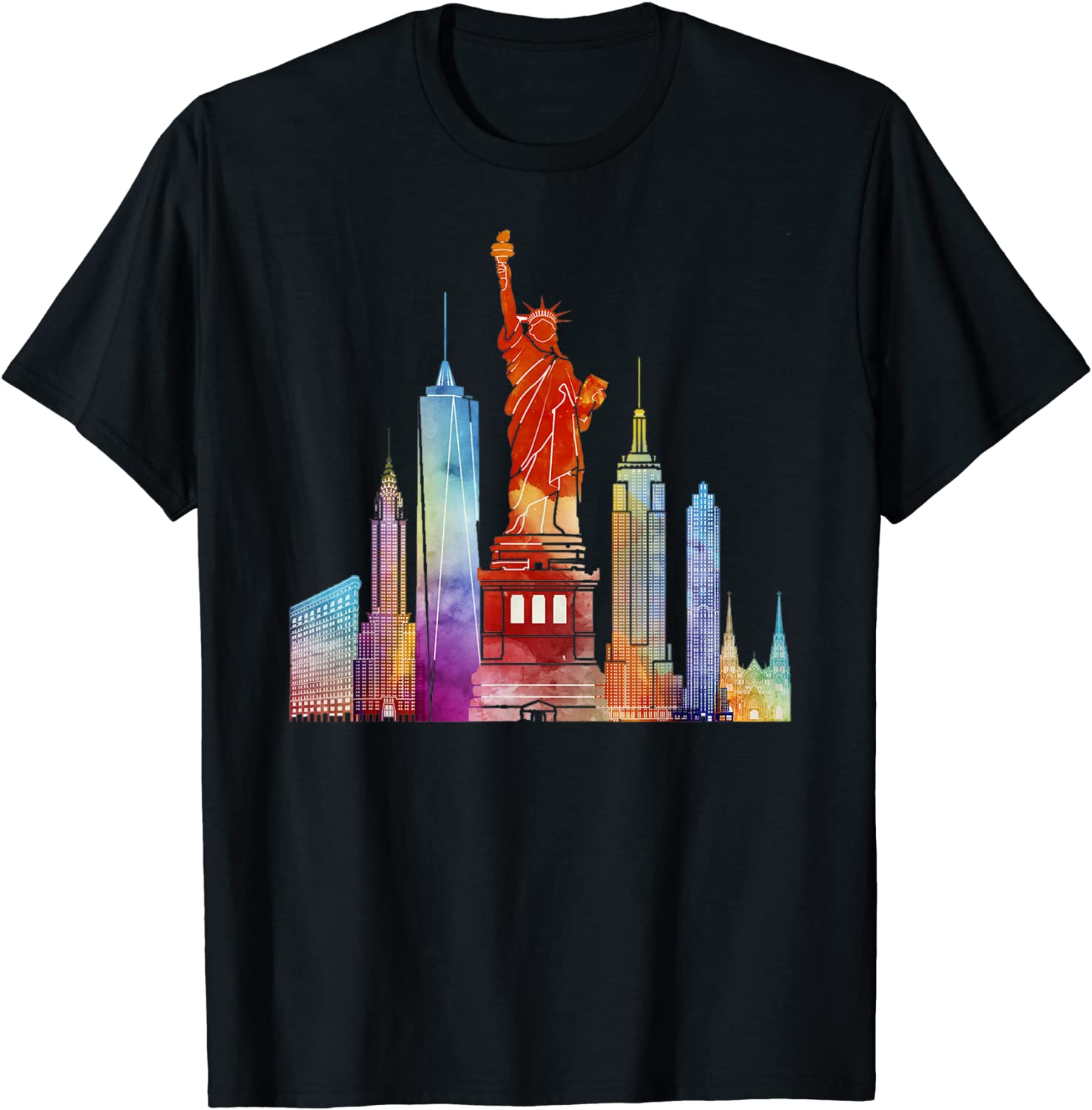New York City Watercolor Statue Of Liberty NYC T-Shirt