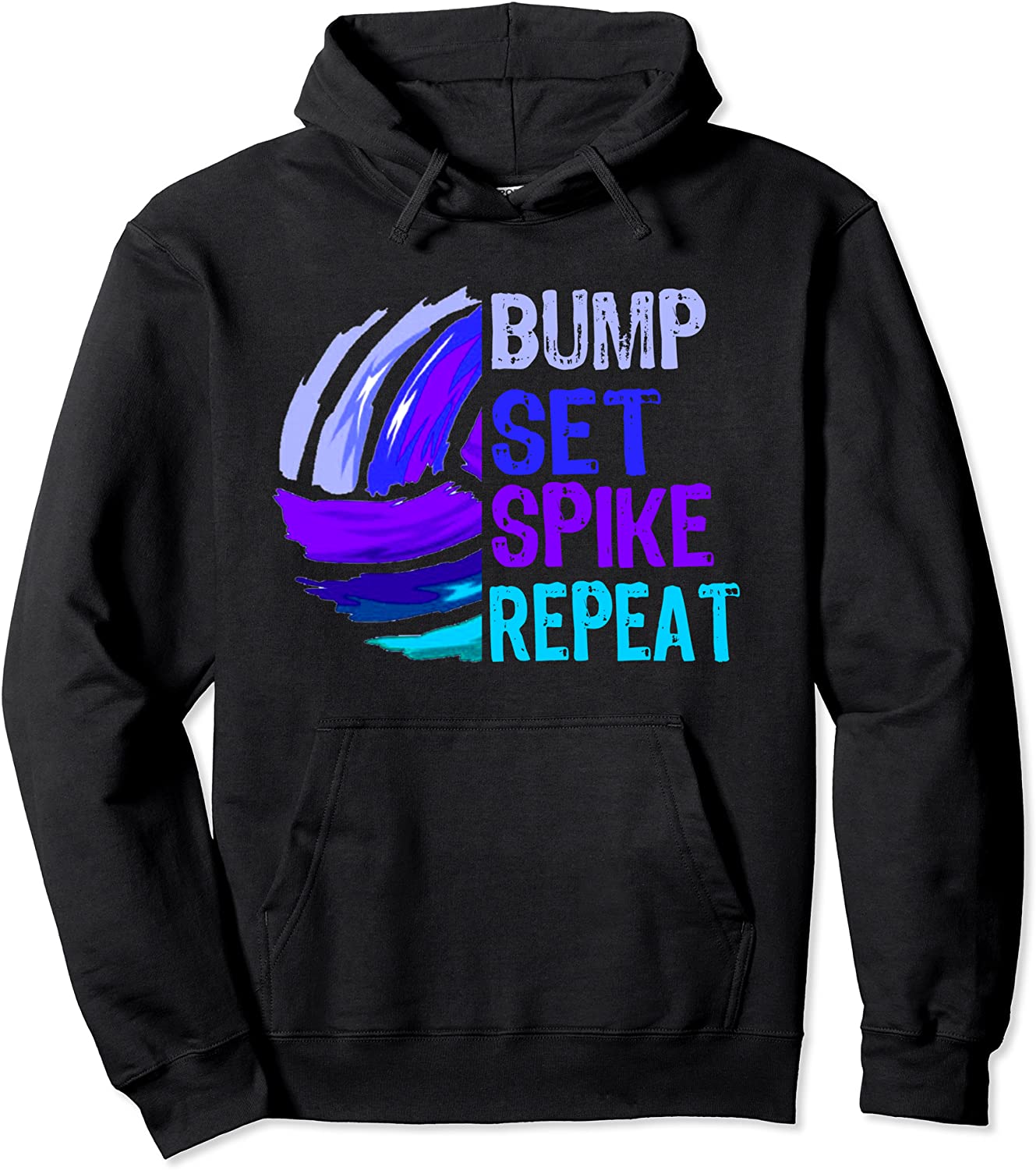 Girls Volleyball Bump Set Spike Repeat Blue Purple Teen Pullover Hoodie