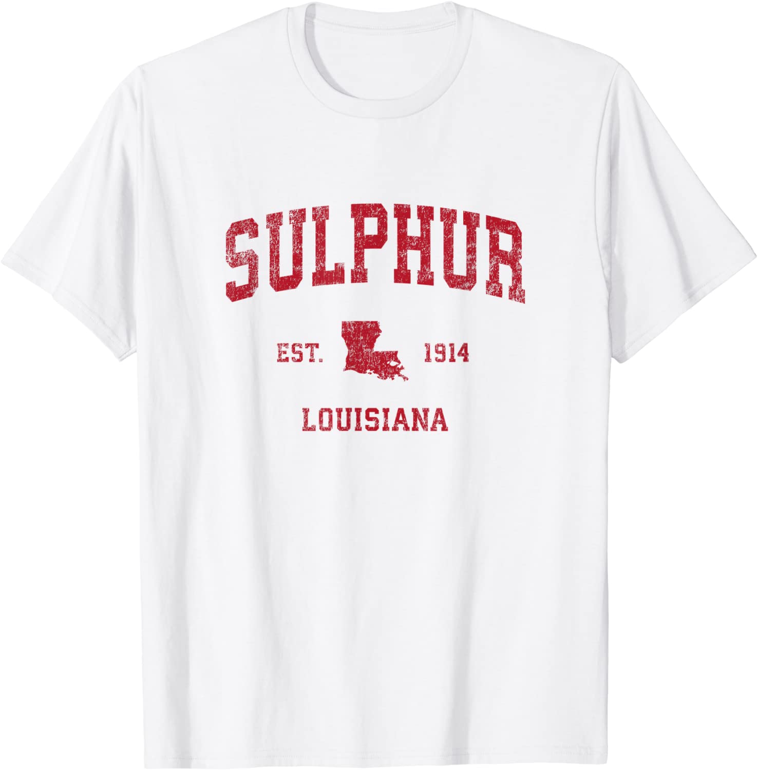 Sulphur Louisiana LA Vintage Sports Design Red Print T-Shirt