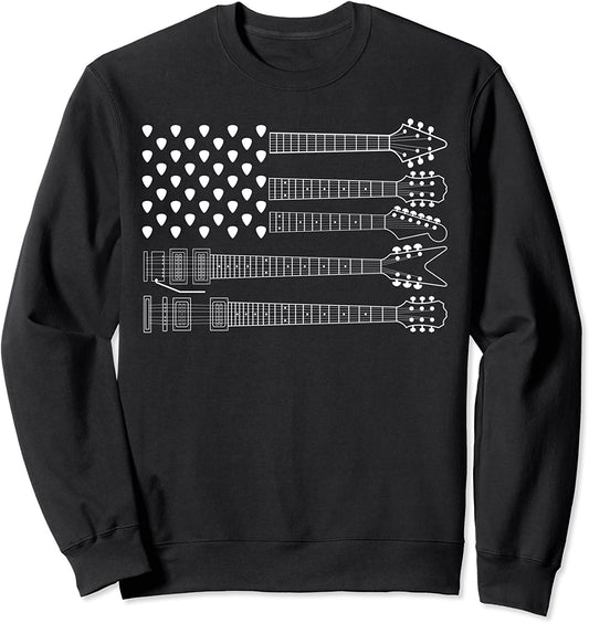 American Flag Guitar Pick Acoustic Musician Bass Guitarist Sweatshirt