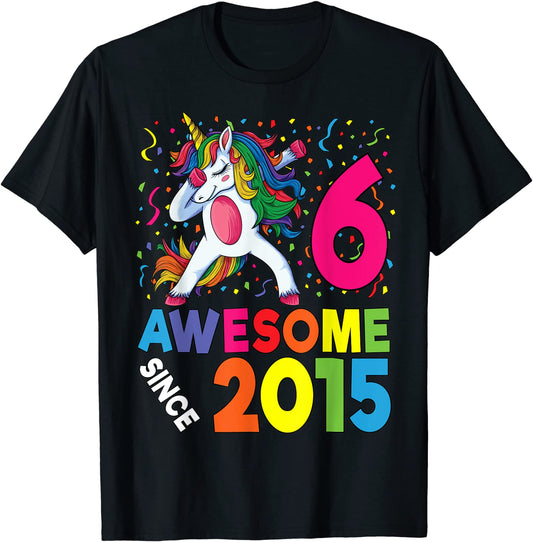 6th Birthday Dabbing Unicorn Party Gift 6 Years Old Girl T-Shirt