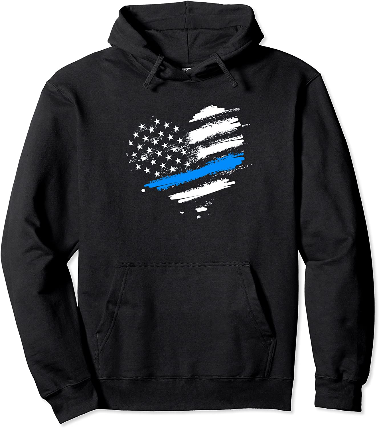 Thin Blue Line Flag Heart Style Law Enforcement Vintage Pullover Hoodie