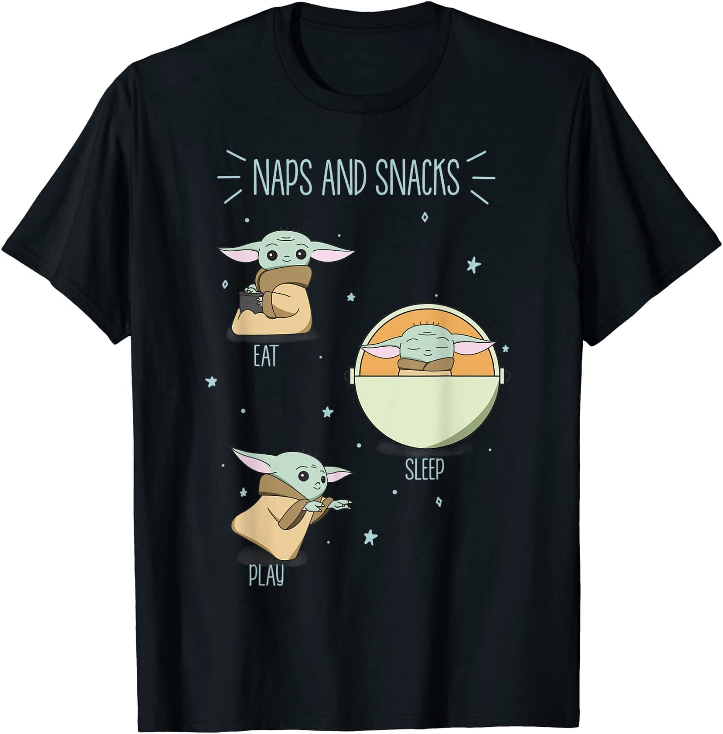 Star Wars The Mandalorian The Child Naps And Snacks Doodles T-Shirt