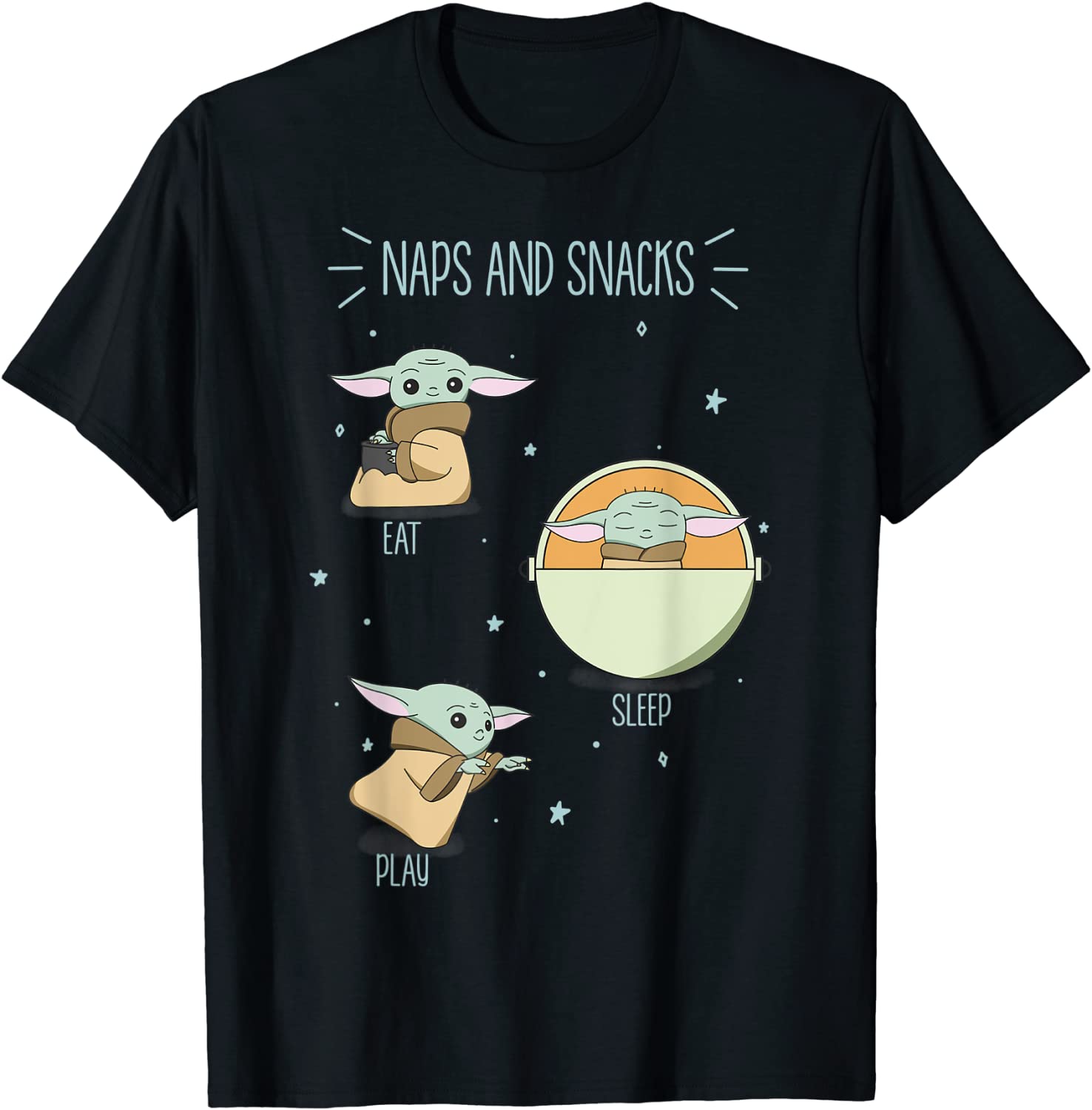 Star Wars The Mandalorian The Child Naps And Snacks Doodles T-Shirt