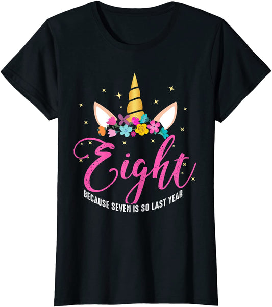 8 Years Old Birthday Girl Gifts Unicorn 8th Birthday T-Shirt