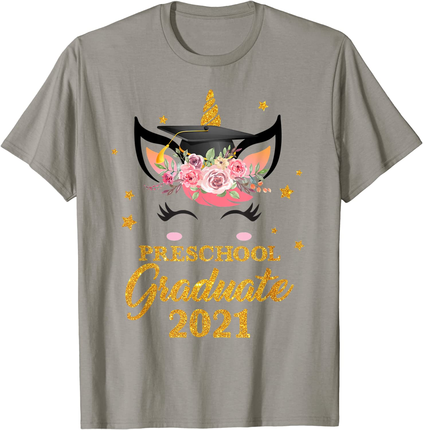 Happy Graduation Preschool Graduate Floral Unicorn Cute T-Shirt