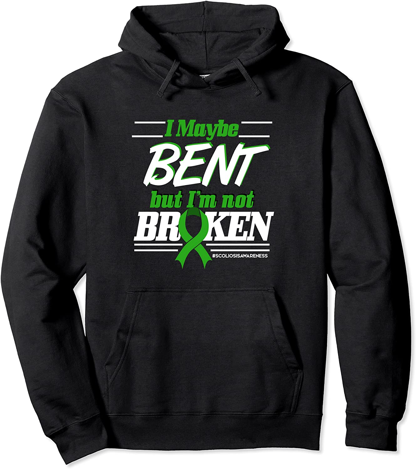 Scoliosis Awareness Hoodie Support Green Ribbon Men Women