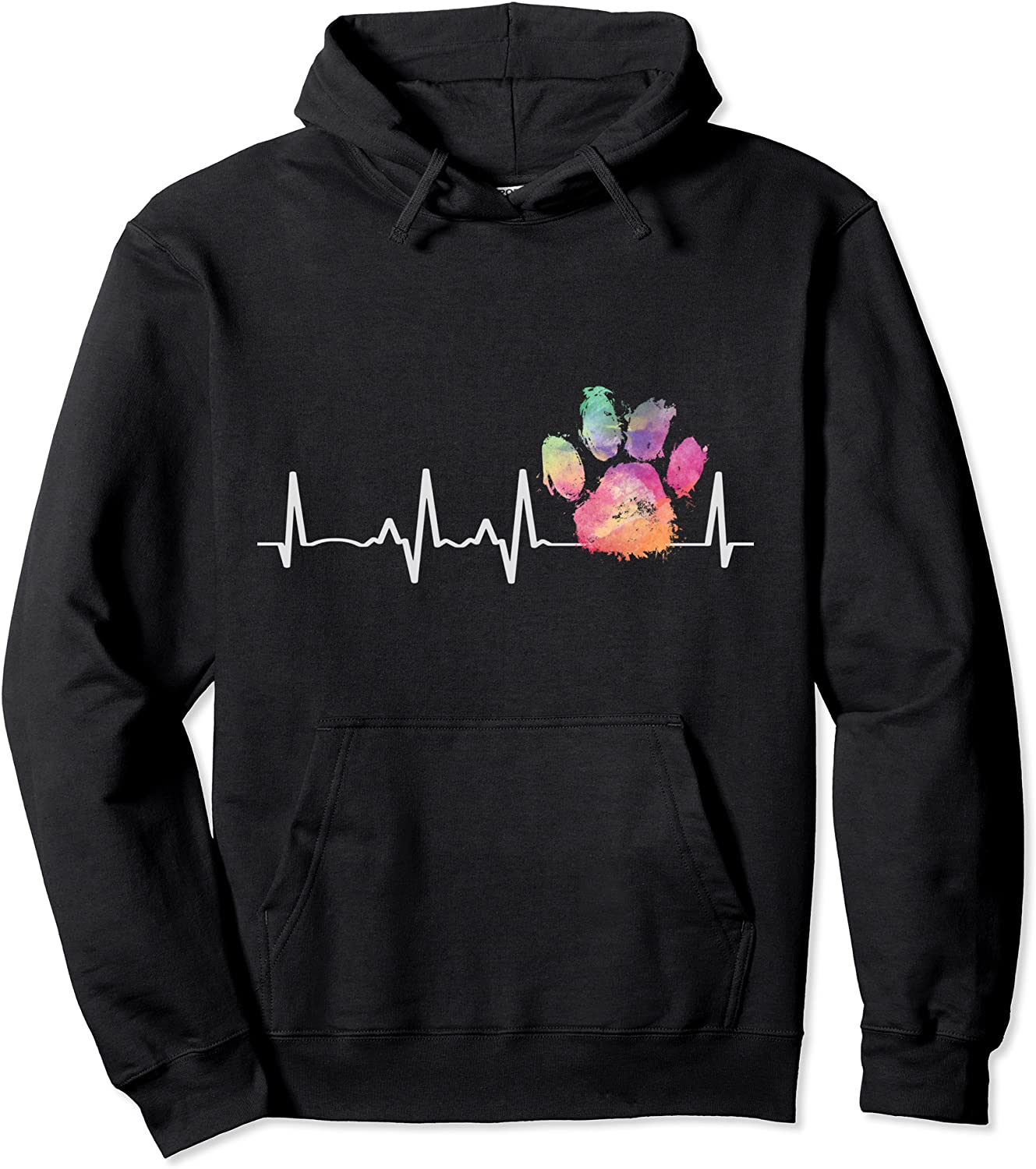 Cute Veterinarian Gift Rainbow Paw Print Heartbeat Vet Tech Pullover Hoodie