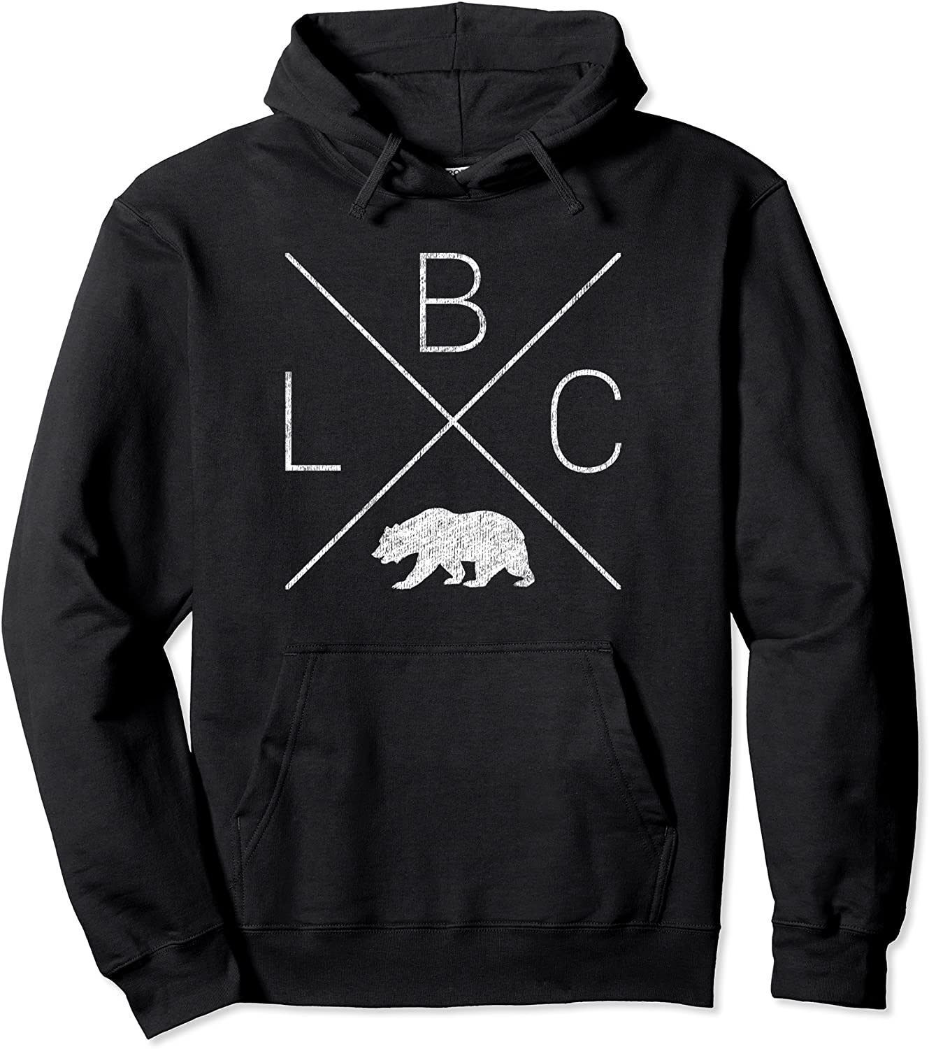 Long Beach California LBC Cross Design distressed Pullover Hoodie