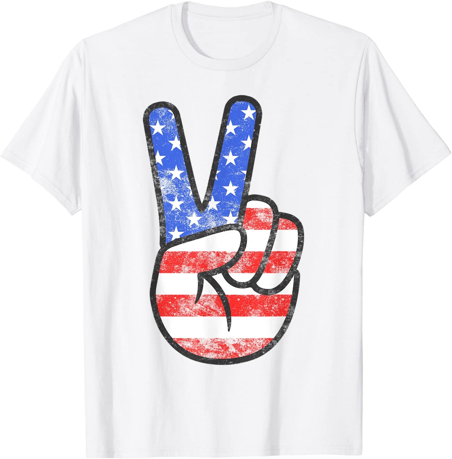 American Flag Peace Sign Hand T-Shirt Fourth of July Gift T-Shirt