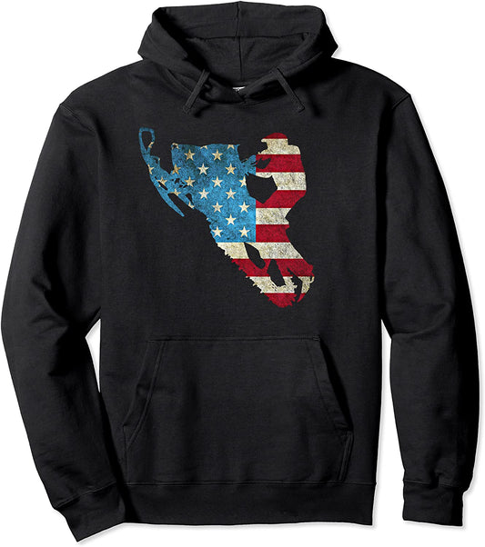 American Flag Snowmobile Winter Snowmobiling Hoodie