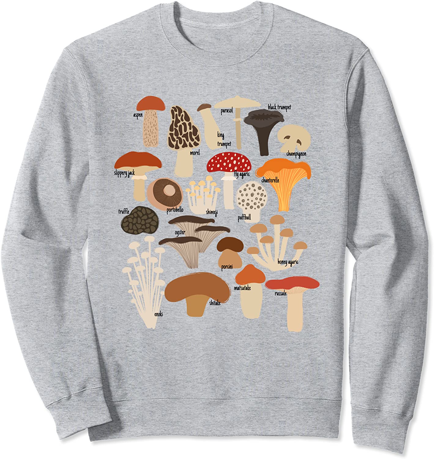Illustrated Mushroom Reference Chart Fungi Diagram Sweatshirt
