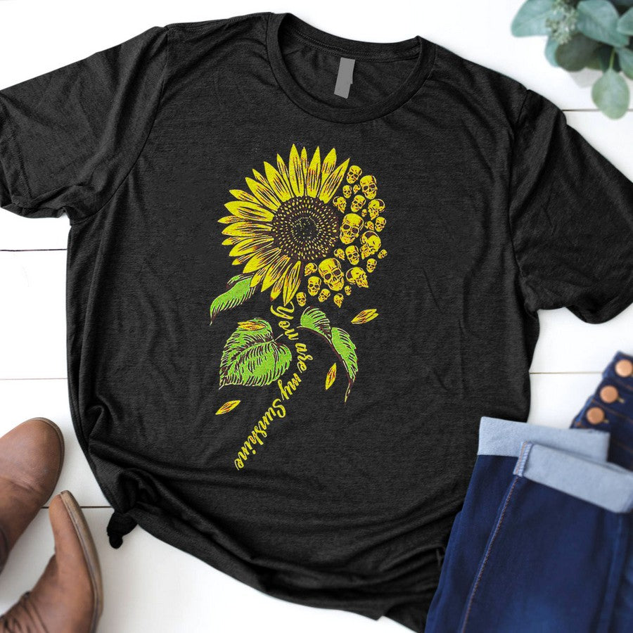 You Are My Sunshine Skull Sunflower Tank Top