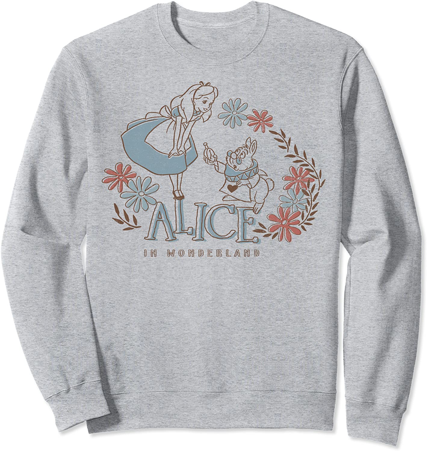 Disney Alice In Wonderland Alice And White Rabbit Floral Sweatshirt