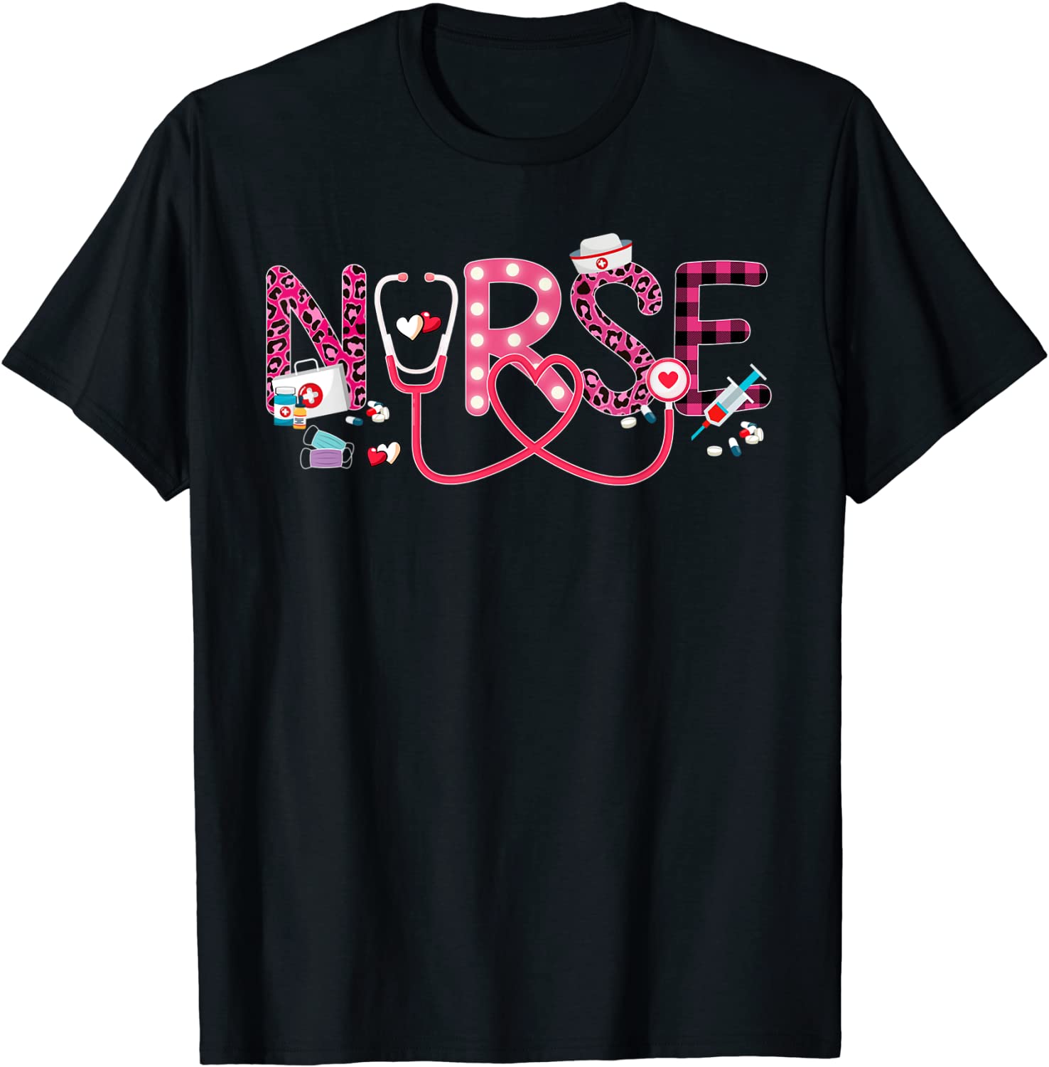 LOVE Stethoscope Nurse Life Valentine Day 2021 Women Gift T-Shirt