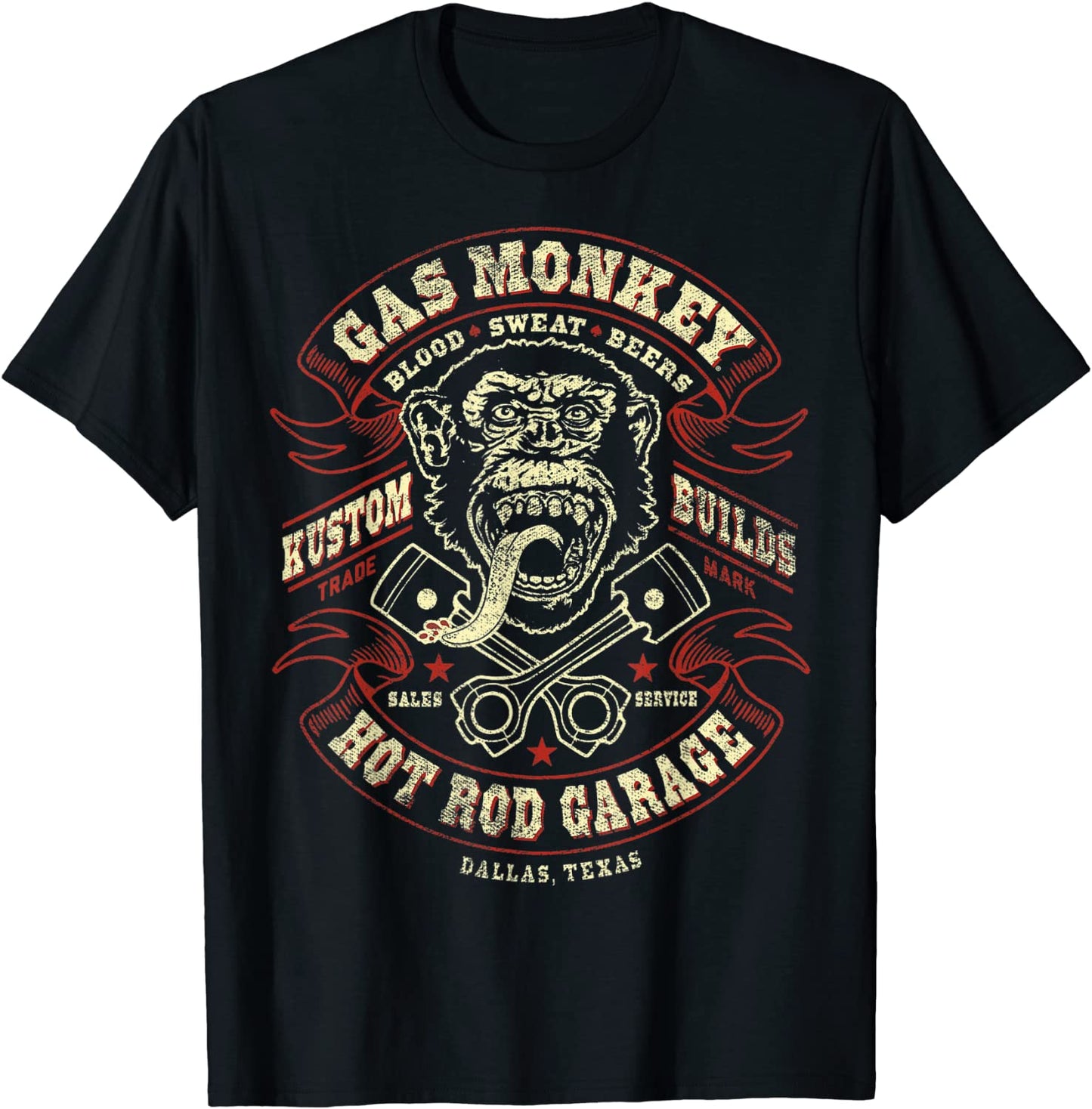 Gas Monkey Garage Crossed Pistons Ribbon Logo T-Shirt