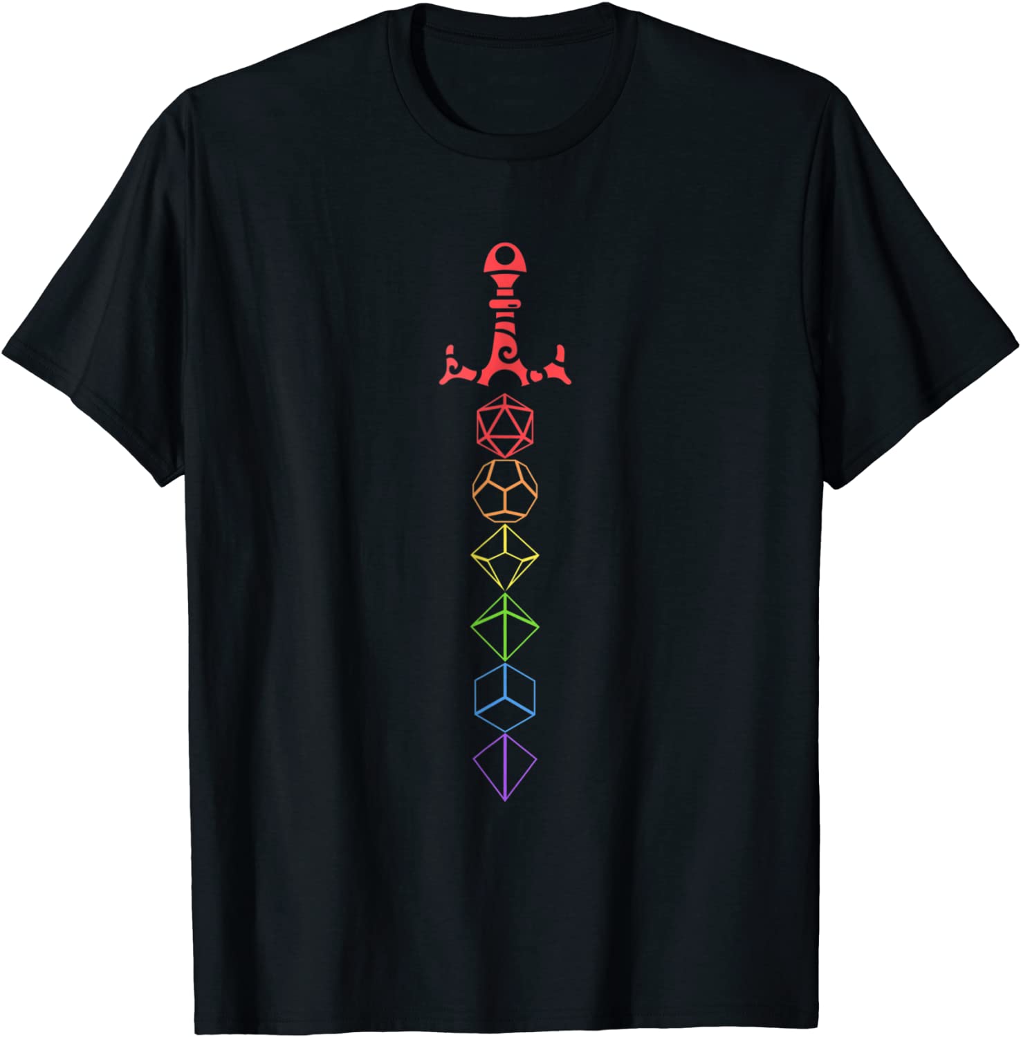 Nerdy Dice Set Collector Sword LGBT Pride D20 T-Shirt