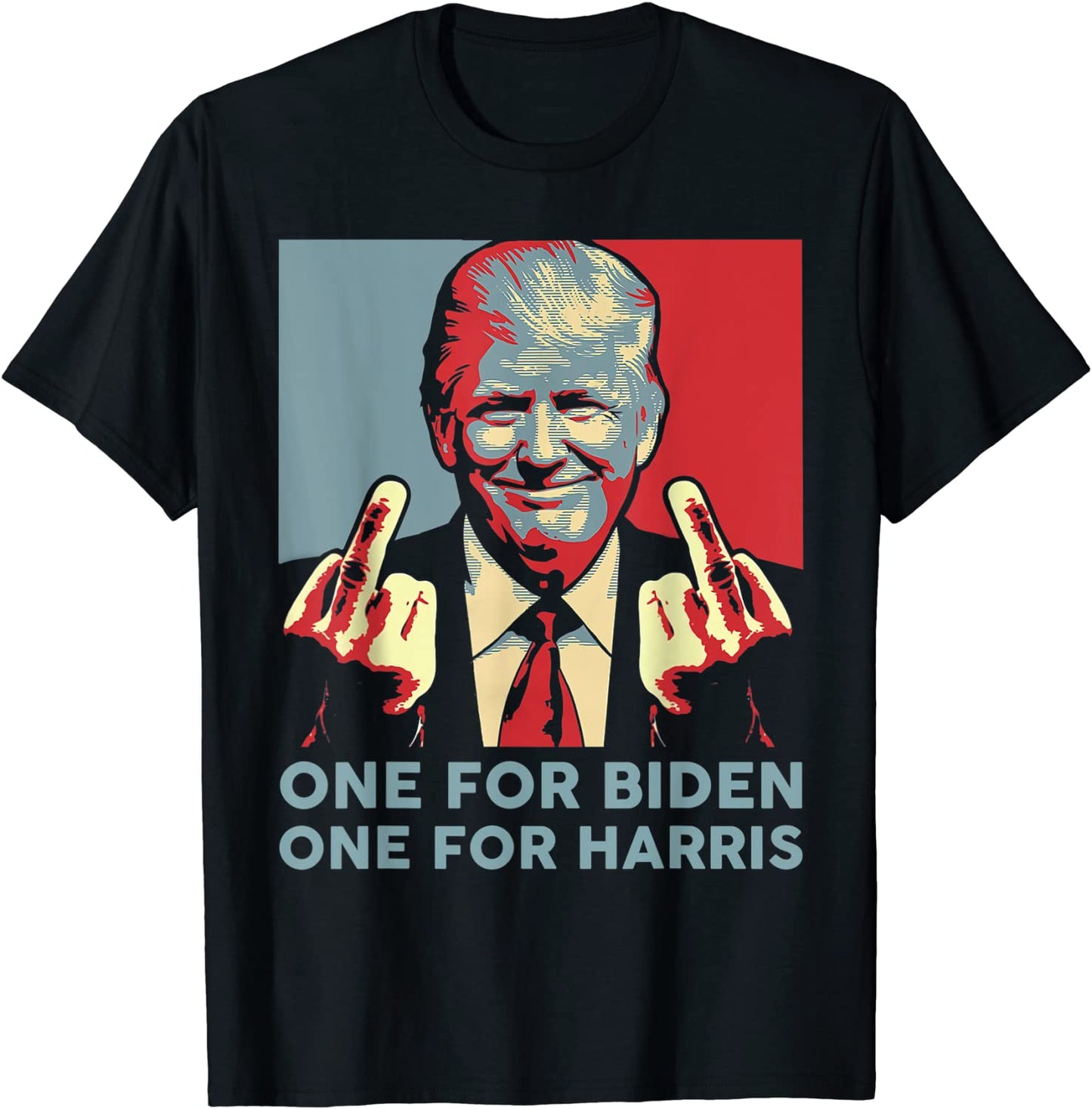 Trump Middle Finger Biden Harris Republican American Flag T-Shirt