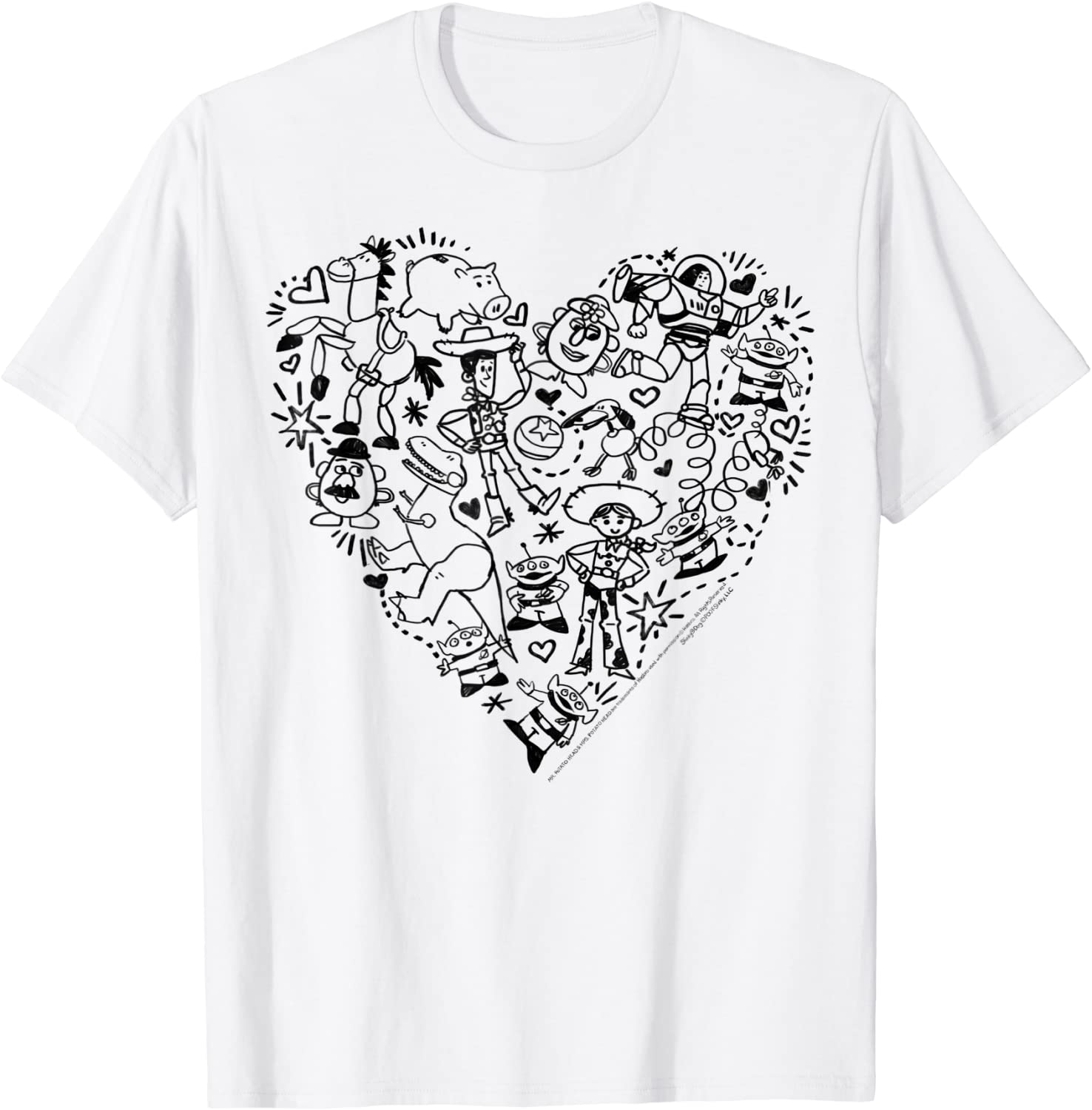 Disney Pixar Toy Story Characters Heart Fill T-Shirt