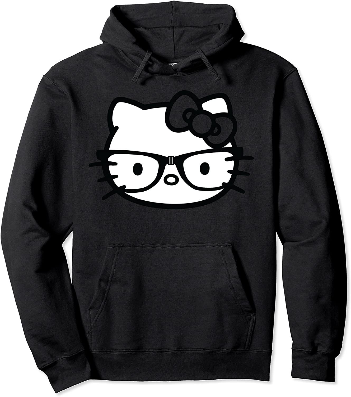 Hello Kitty Black and White Nerd Glasses Pullover Hoodie
