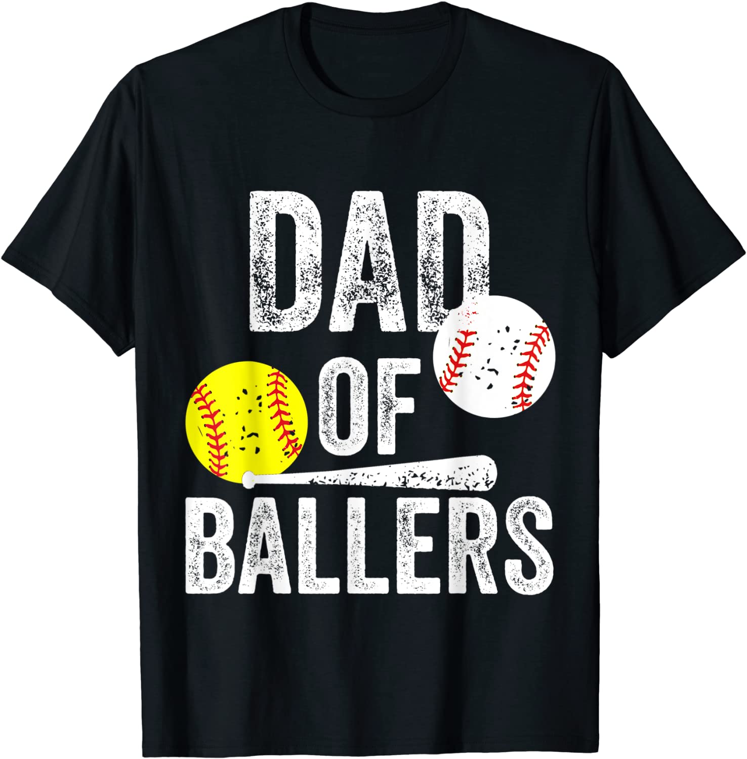 Mens Dad of Ballers T Shirt Funny Baseball Softball Gift from Son