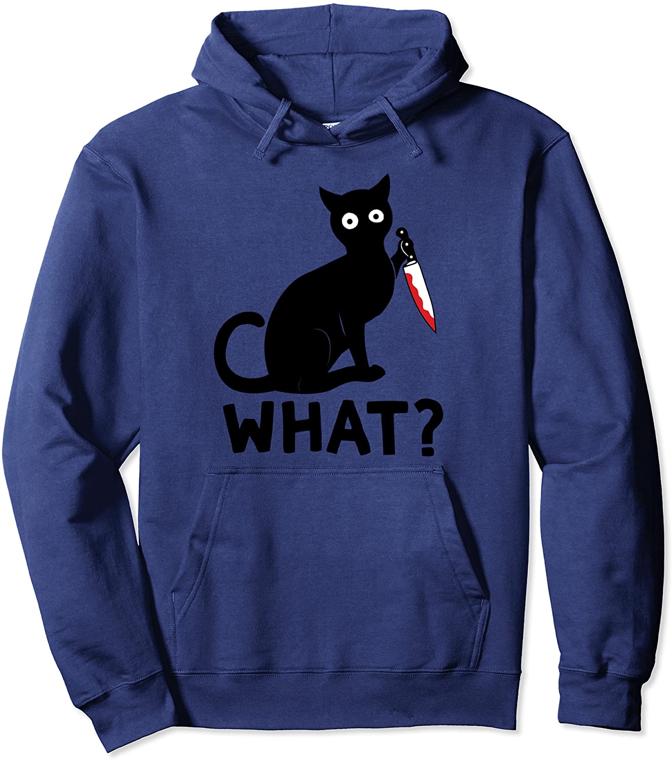 Cat What Cat Holding Knife Funny Cat Halloween Costume Pullover Hoodie