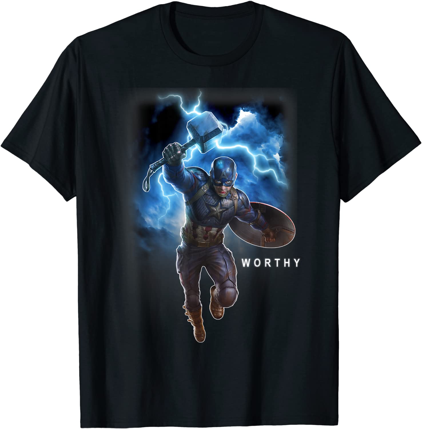 Marvel Avengers Endgame Captain America Worthy Action Pose T-Shirt