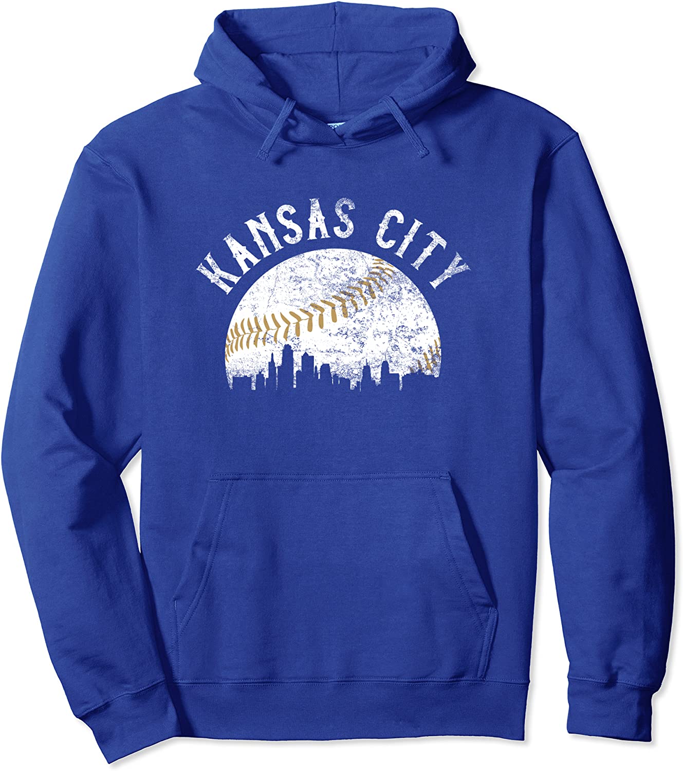 Vintage Kansas City Baseball Gold Stitches KC Pullover Hoodie