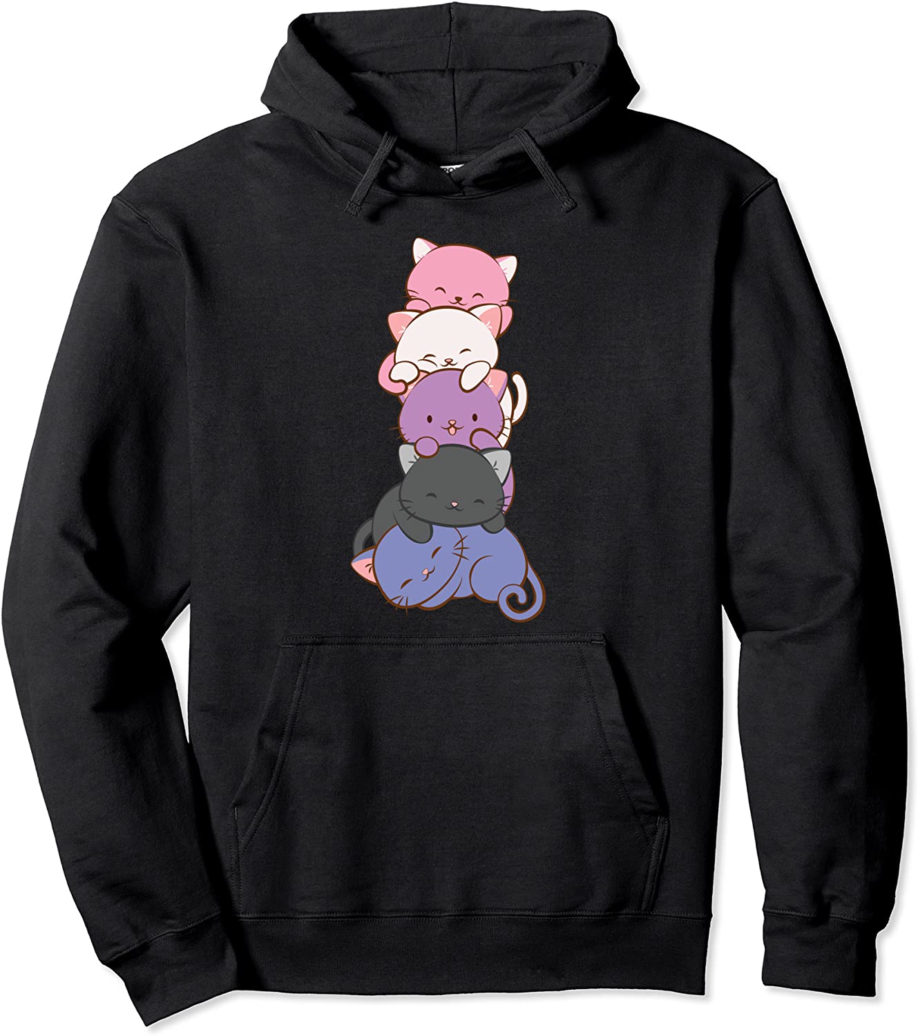 Genderfluid Pride Kawaii Cat Pullover Hoodie