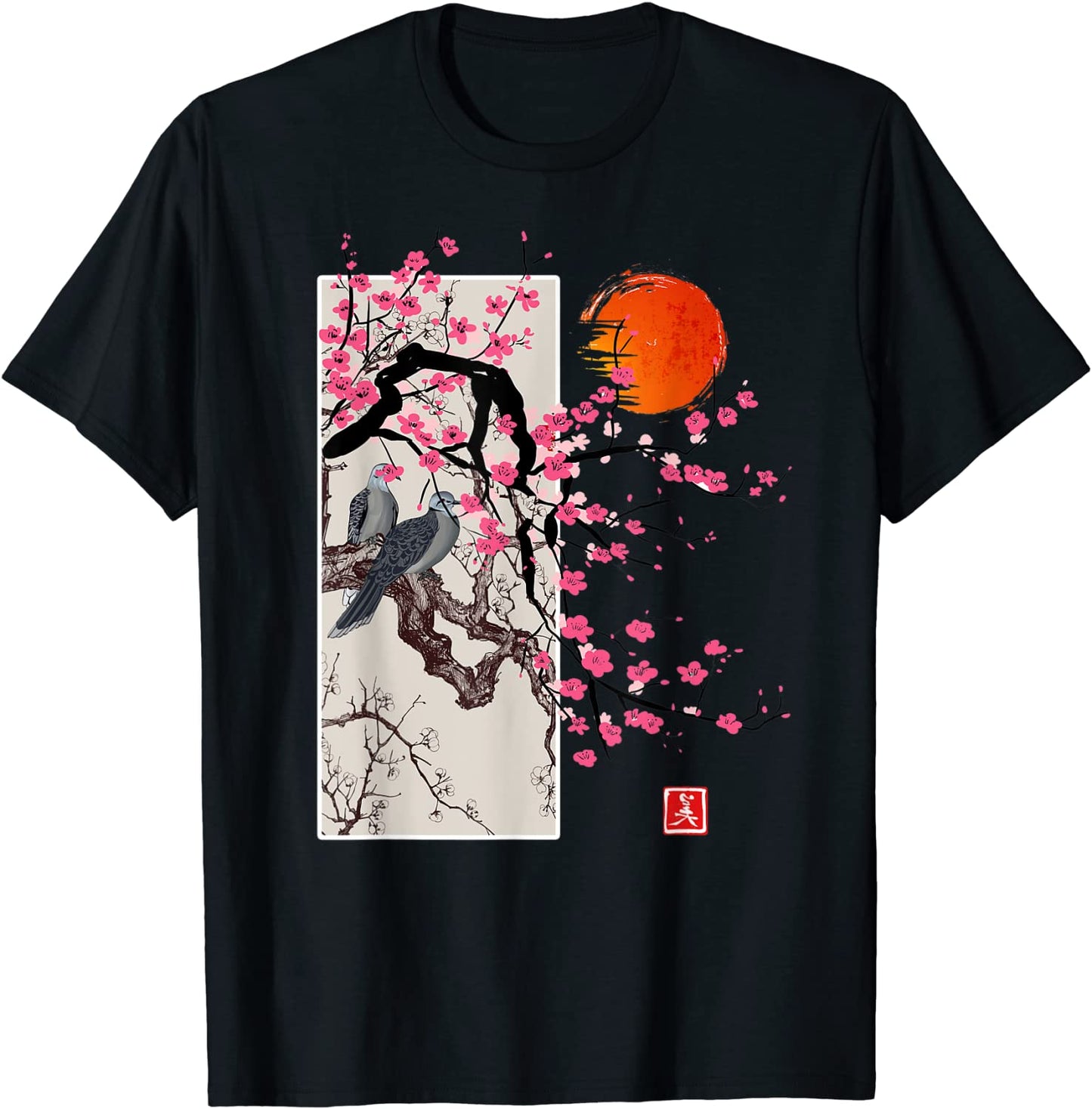 Vintage Sakura Blossom Japanese Cherry Scenery Gift Tee T-Shirt