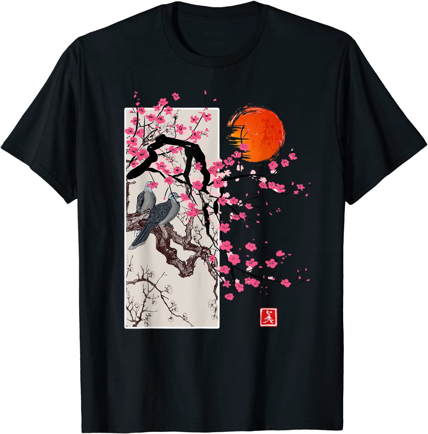 Vintage Sakura Blossom Japanese Cherry Scenery Gift Tee T-Shirt