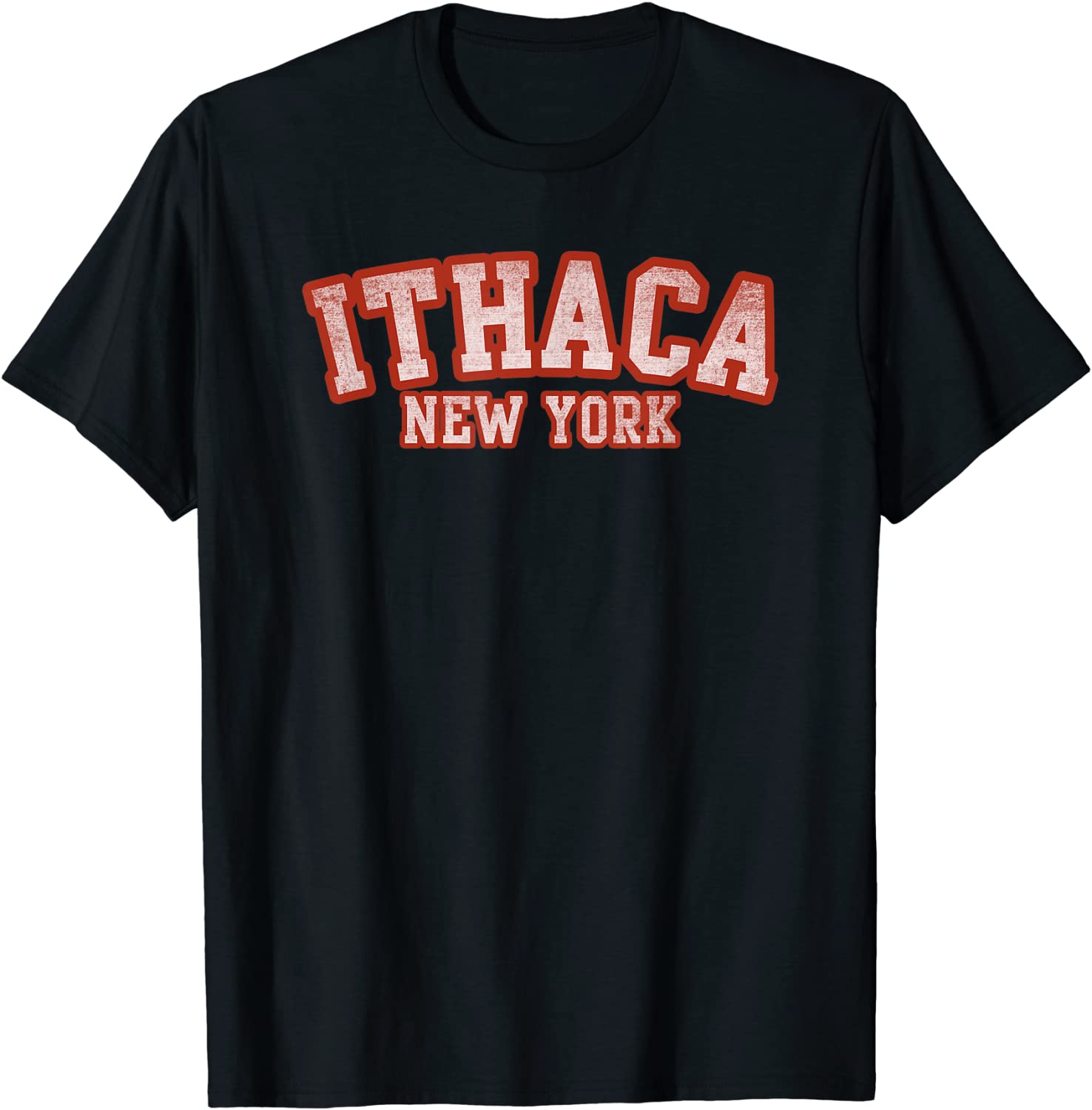 Ithaca New York Athletic Text Sport Style T-Shirt