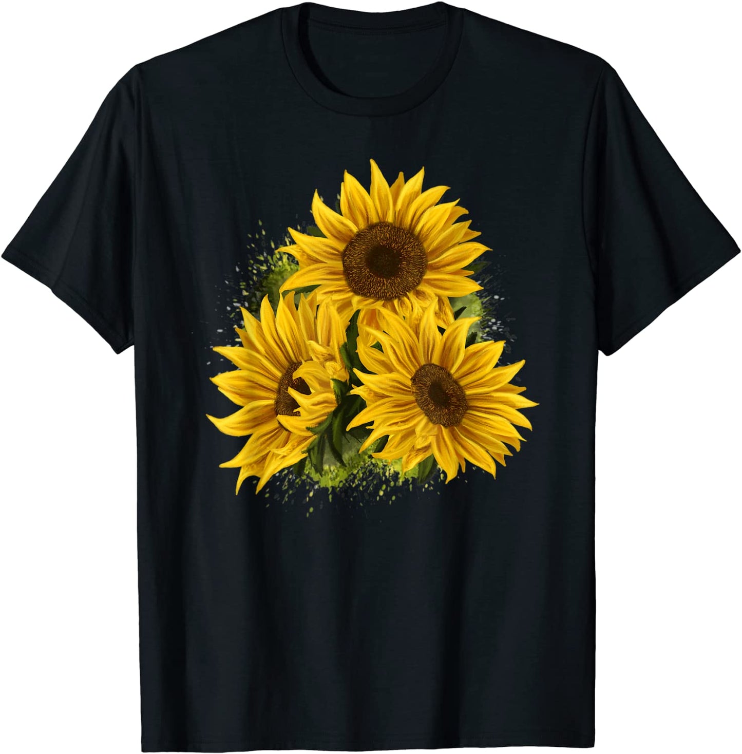 Yellow Sunflower Floral Watercolor Positivity T-Shirt