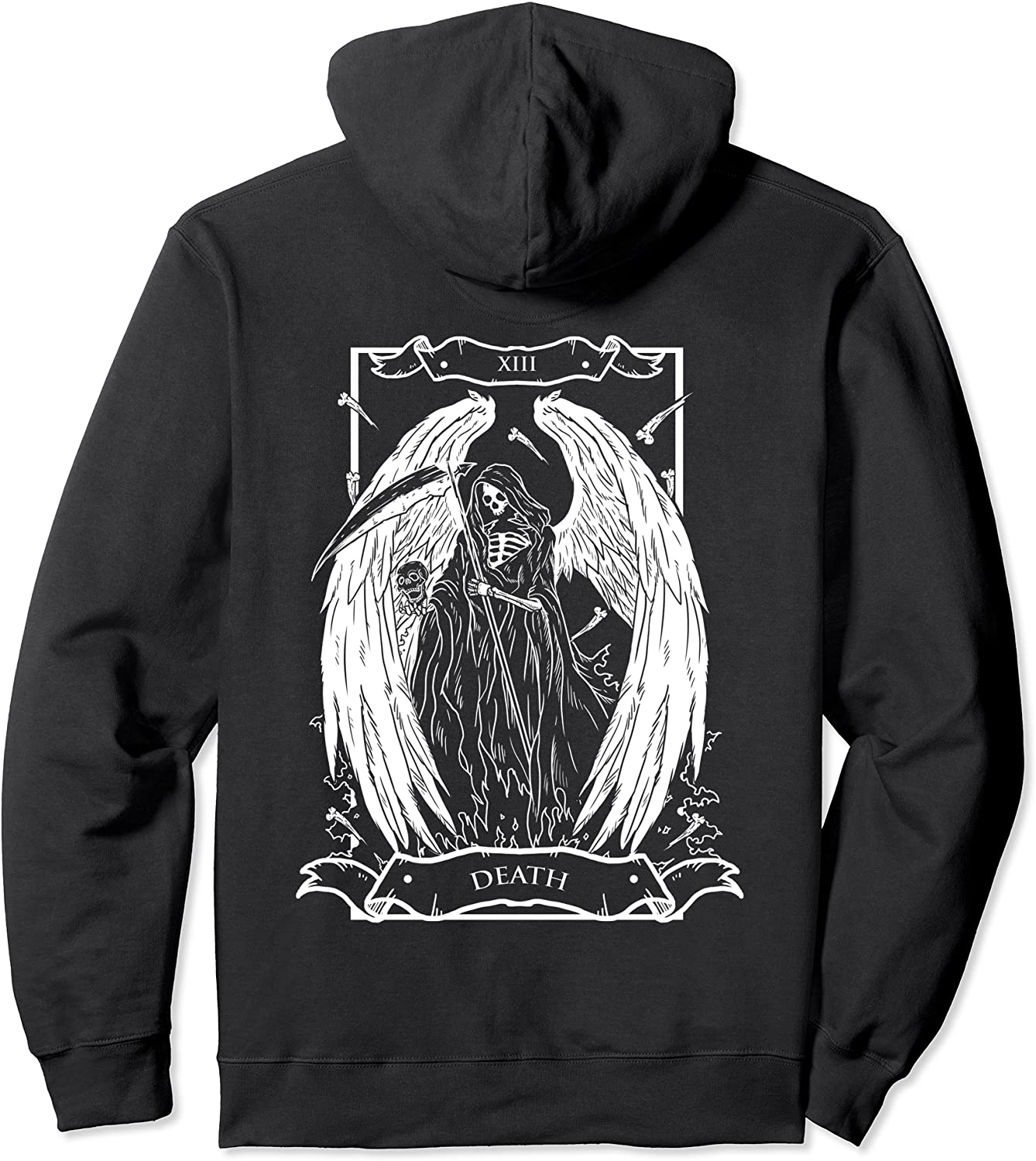 Tarot Card The Death XIII Angel Skull Style Pullover Hoodie