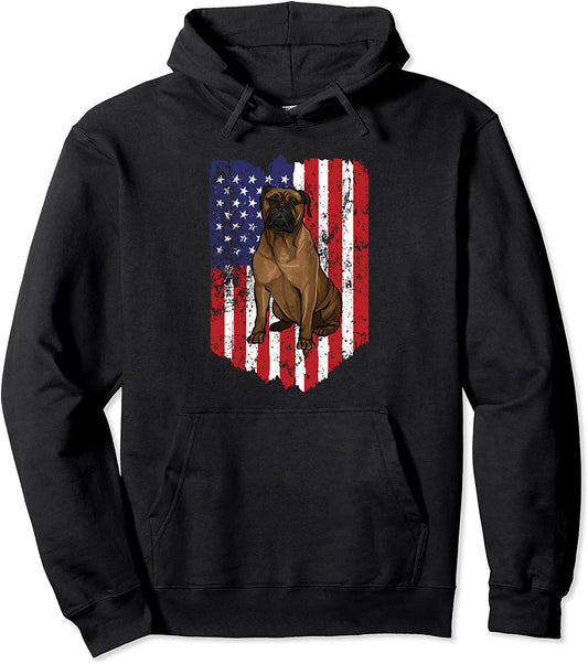 American Flag Bullmastiff 4th Of July USA Pullover Hoodie