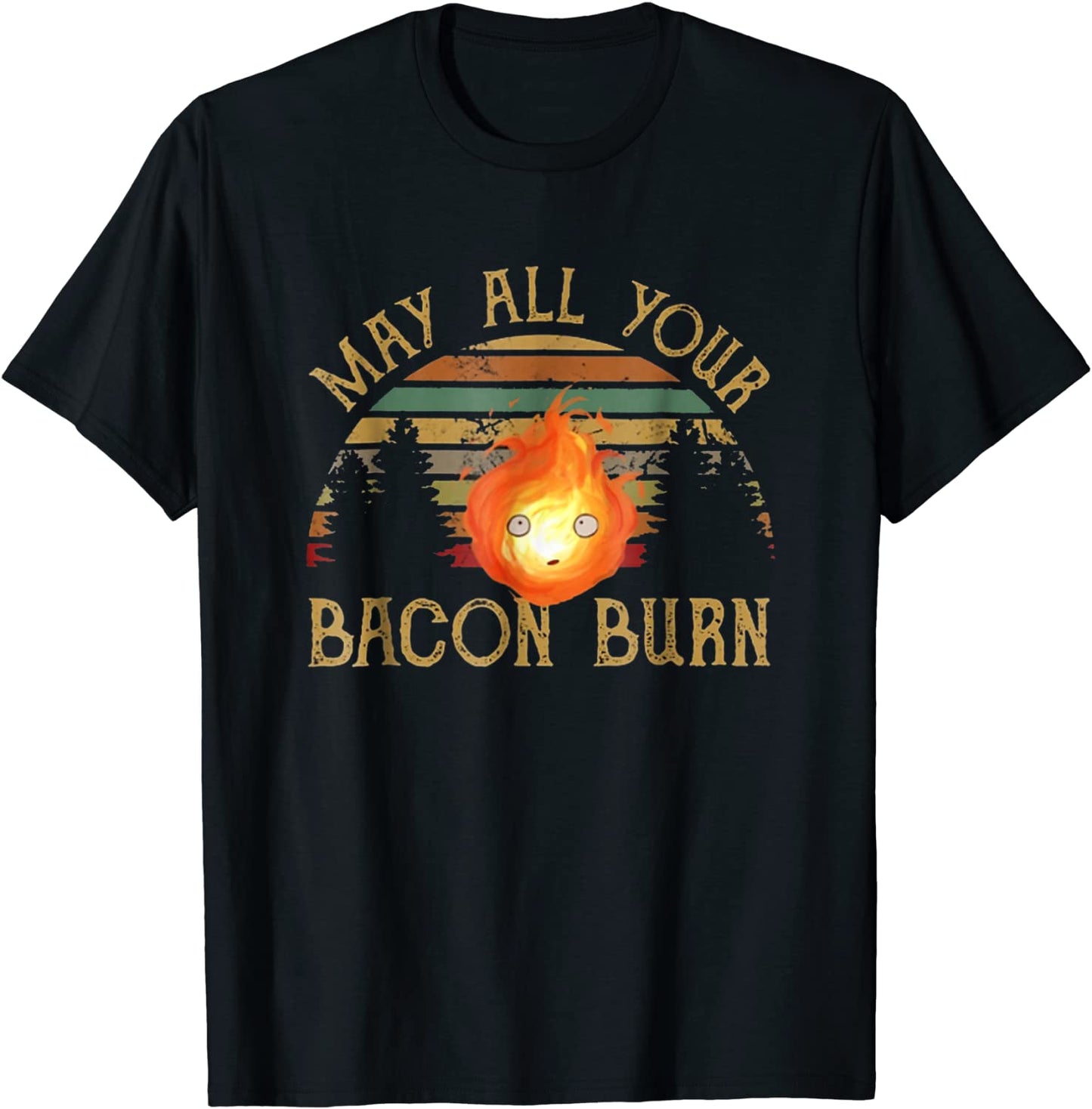Vintage Retro May All Your Bacon Burn T Shirt for Women Men