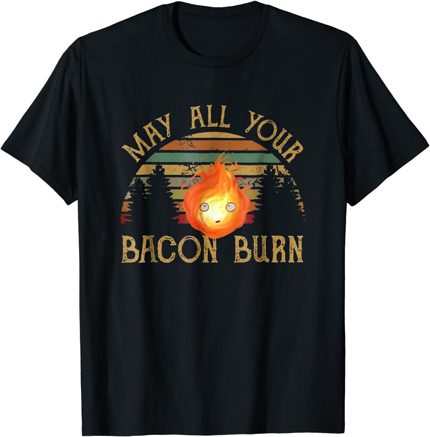 Vintage Retro May All Your Bacon Burn T Shirt for Women Men