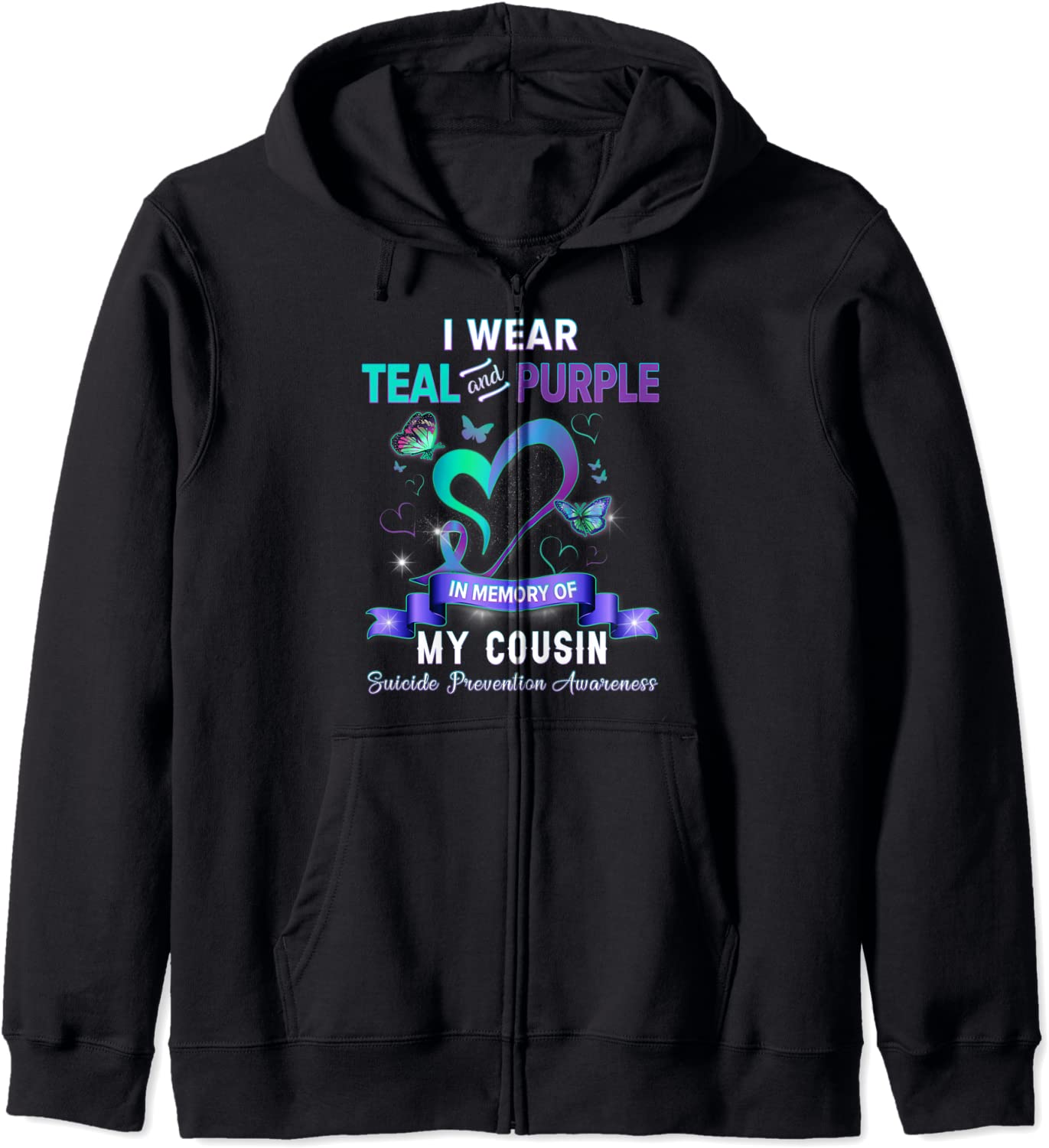 Suicide Prevention Awareness I Wear Teal Purple For Cousin Hoodie