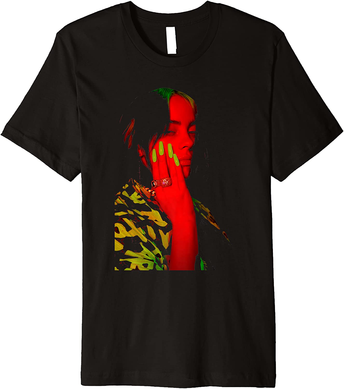 Official Billie Eilish Red Photo Neon Black Premium T-Shirt